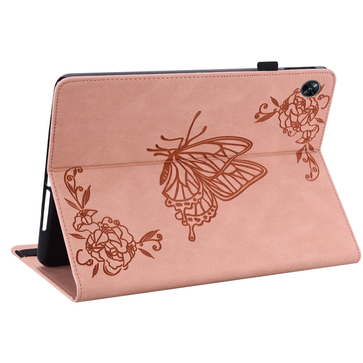 For OPPO Pad Air Butterfly Flower Embossed Leather Tablet Case(Rose Gold)