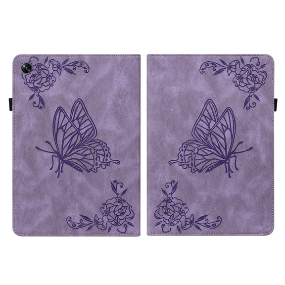 For OPPO Pad Air Butterfly Flower Embossed Leather Tablet Case(Purple)