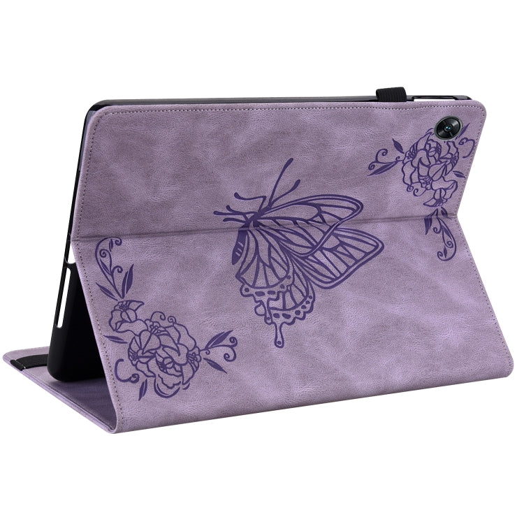 For OPPO Pad Air Butterfly Flower Embossed Leather Tablet Case(Purple)
