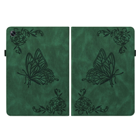 For OPPO Pad Air Butterfly Flower Embossed Leather Tablet Case(Green)