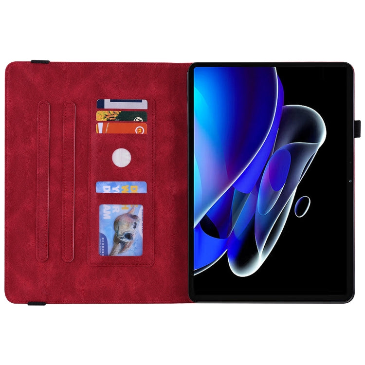 For Realme Pad X Butterfly Flower Embossed Leather Tablet Case(Red)