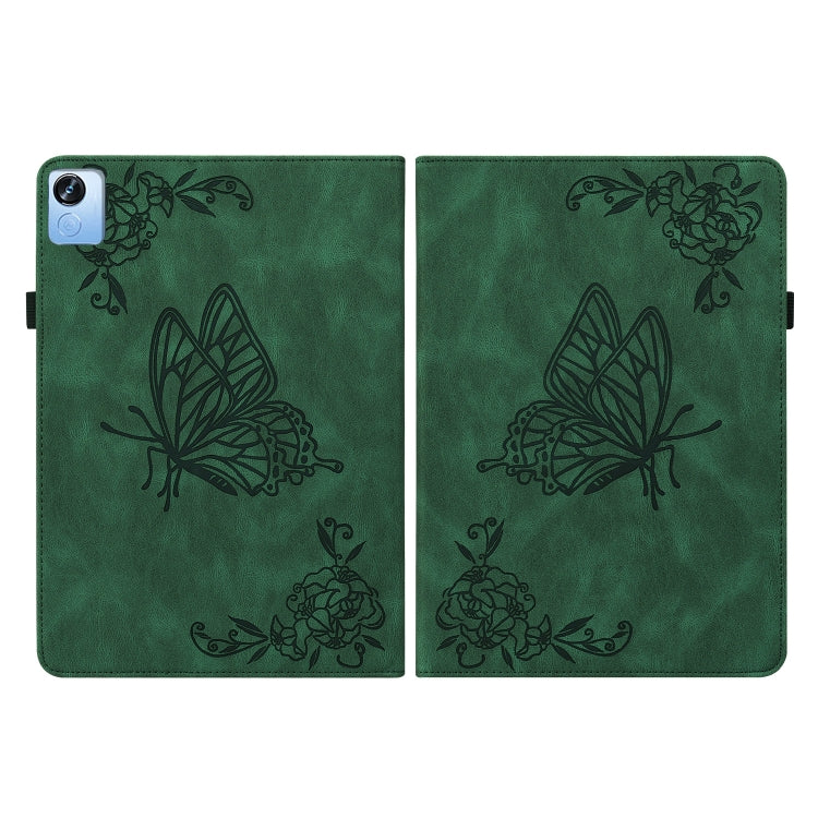 For Realme Pad X Butterfly Flower Embossed Leather Tablet Case(Green)