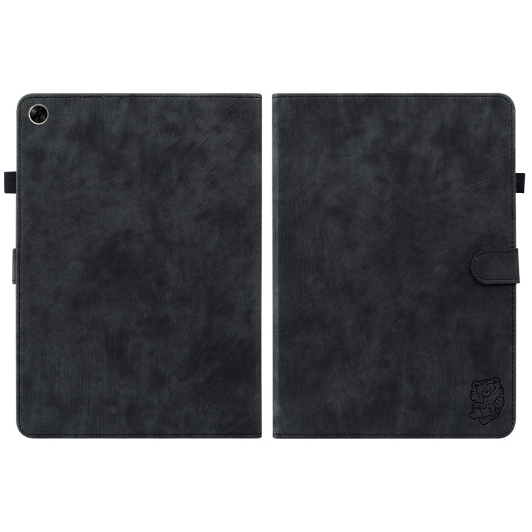 For Realme Pad 10.4 Tiger Pattern PU Tablet Case(Black)