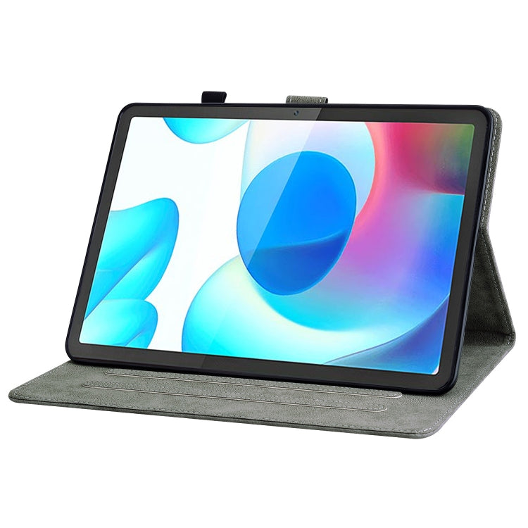For Realme Pad 10.4 Tiger Pattern PU Tablet Case(Black)