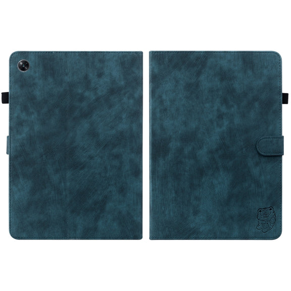 For OPPO Pad Air Tiger Pattern PU Tablet Case(Dark Blue)