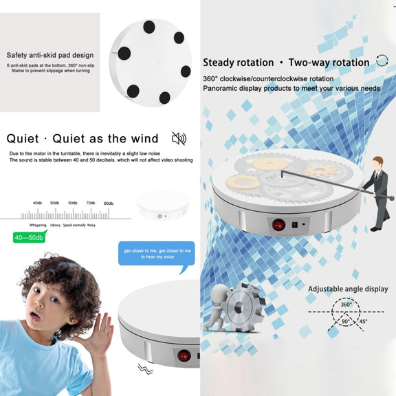 30cm Charging Rotating Display Stand Video Shooting Turntable, Load: 100kg, Power Plug:EU Plug(White)