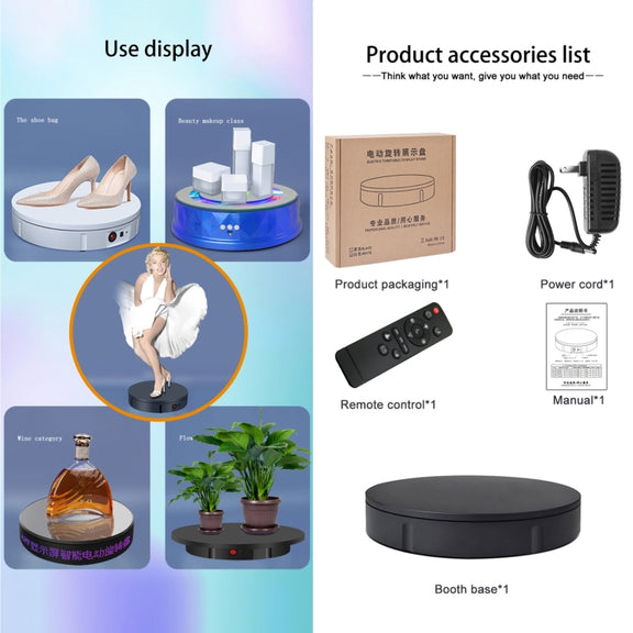 30cm Charging Rotating Display Stand Video Shooting Turntable, Load: 100kg, Power Plug:EU Plug(White)