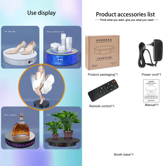 60cm Charging Rotating Display Stand Video Shooting Turntable, Load: 100kg, Power Plug:EU Plug(White)