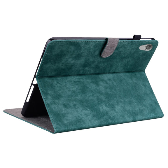 For Lenovo Tab M10 HD Gen 2 Tiger Pattern PU Tablet Case(Dark Green)