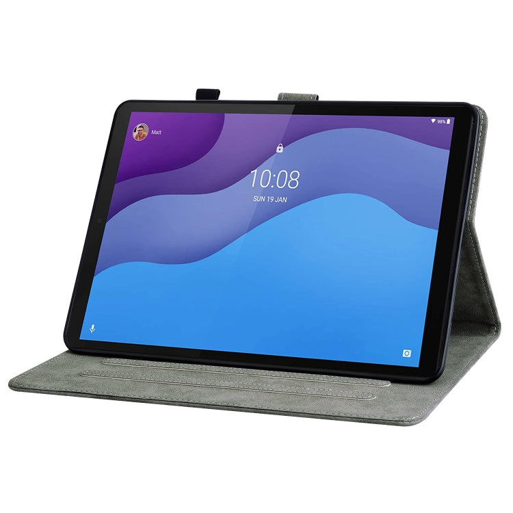 For Lenovo Tab M10 HD Gen 2 Tiger Pattern PU Tablet Case(Dark Green)
