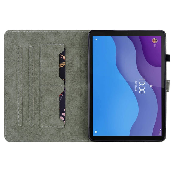 For Lenovo Tab M10 HD Gen 2 Tiger Pattern PU Tablet Case(Dark Green)