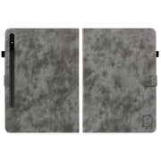For Samsung Galaxy Tab S9 Tiger Pattern Flip Leather Tablet Case(Grey)