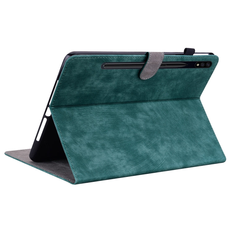 For Samsung Galaxy Tab S9 Tiger Pattern Flip Leather Tablet Case(Dark Green)