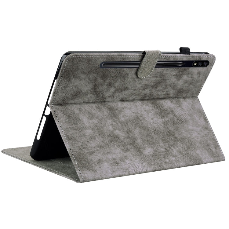 For Samsung Galaxy Tab S9+ Tiger Pattern Flip Leather Tablet Case(Grey)