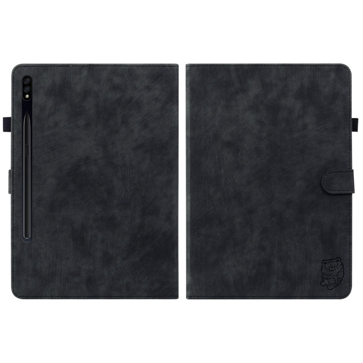 For Samsung Galaxy Tab S9+ Tiger Pattern Flip Leather Tablet Case(Black)
