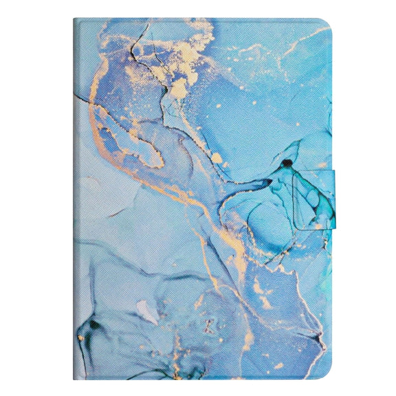 For Huawei MediaPad M5 Lite Marble Pattern Smart Leather Tablet Case(Blue)