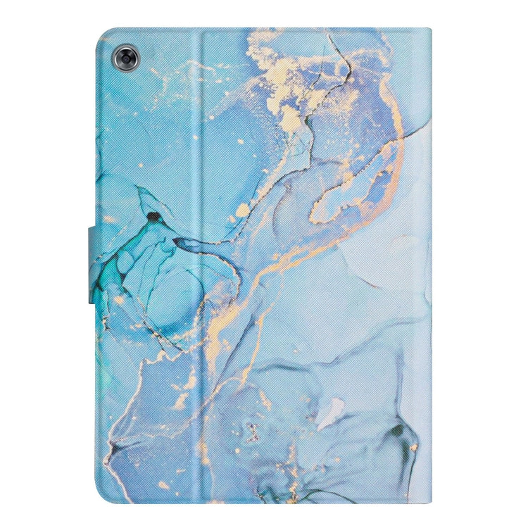 For Huawei MediaPad M5 Lite Marble Pattern Smart Leather Tablet Case(Blue)