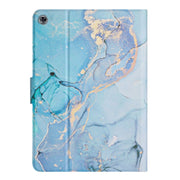 For Huawei MediaPad M5 Lite Marble Pattern Smart Leather Tablet Case(Blue)