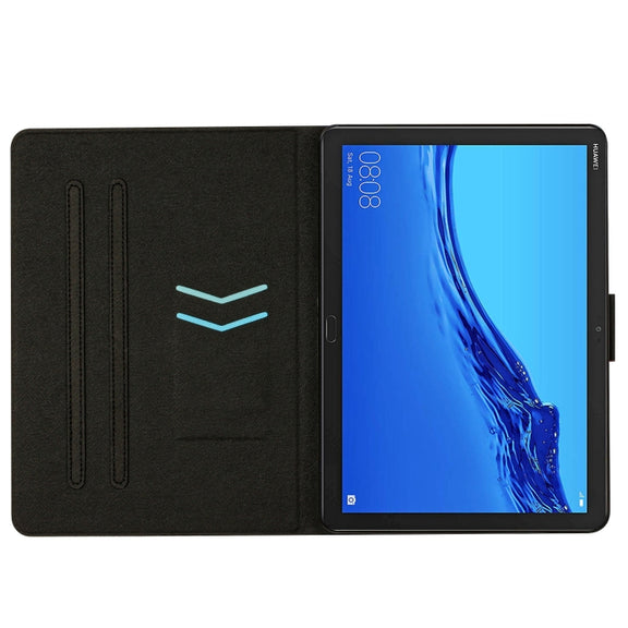 For Huawei MediaPad M5 Lite Marble Pattern Smart Leather Tablet Case(Blue)