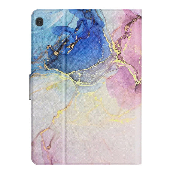 For Lenovo Tab M10 X605F X505 Marble Pattern Smart Leather Tablet Case(Pink Blue)