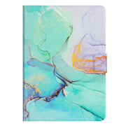 For Lenovo M10 Plus Marble Pattern Smart Leather Tablet Case(Green)