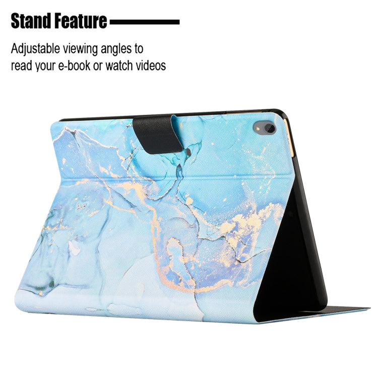 For Lenovo Tab P11 Marble Pattern Smart Leather Tablet Case(Blue)