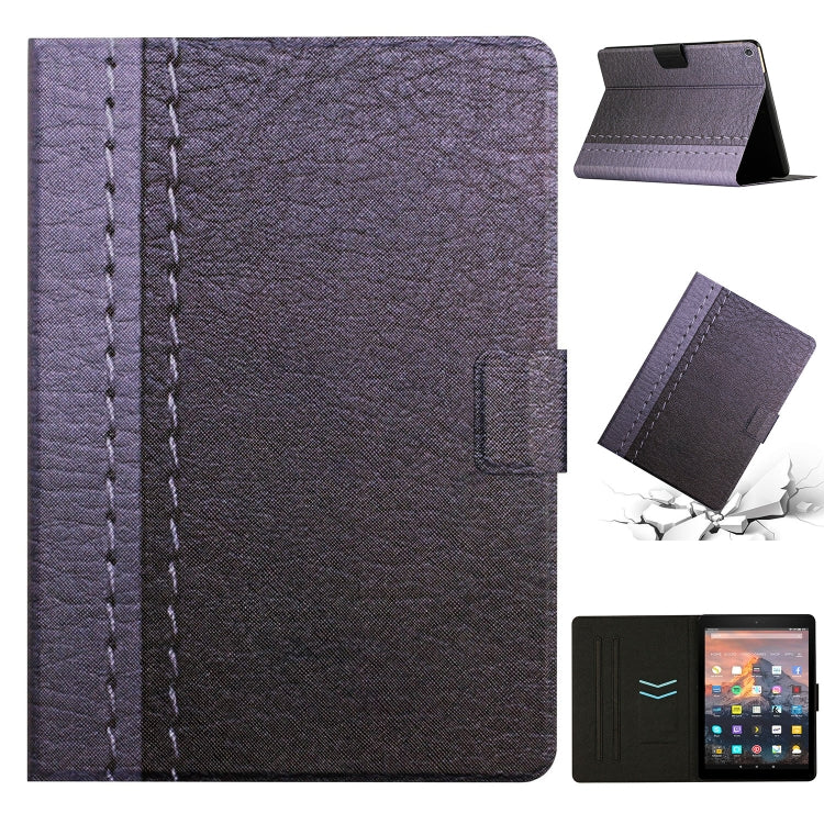 For Amazon Kindle Fire HD 10 2015 Stitching Solid Color Smart Leather Tablet Case(Grey)
