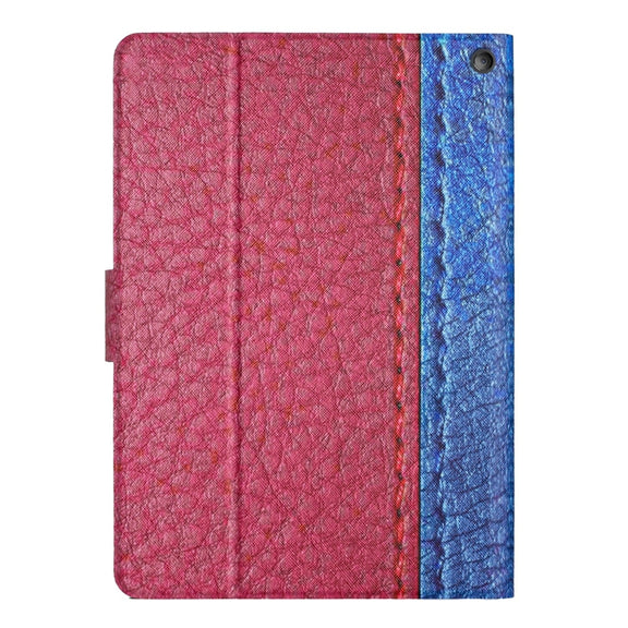 For Amazon Kindle Fire HD 10 2021 Stitching Solid Color Smart Leather Tablet Case(Rose Red)