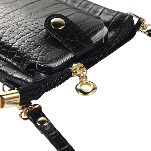 Stone Texture Card Holder Mobile Phone Zipper Bag with Long Strap(Yellow)