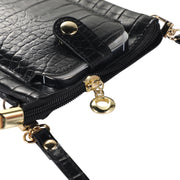 Stone Texture Card Holder Mobile Phone Zipper Bag with Long Strap(Green)