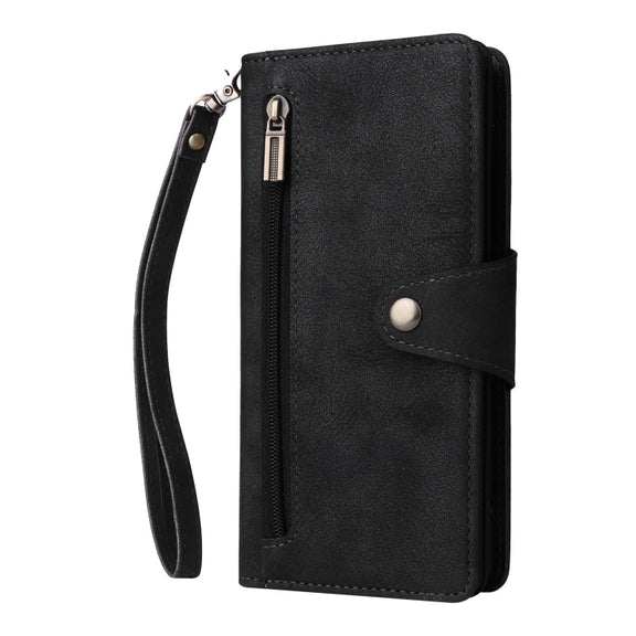 For Google Pixel 6a Rivet Buckle 9 Cards Three Fold Leather Phone Case(Black)