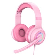 Y20 LED Bass Stereo PC Wired Gaming Headset with Microphone(Pink)