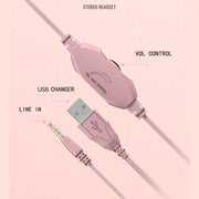 Y20 LED Bass Stereo PC Wired Gaming Headset with Microphone(Pink)