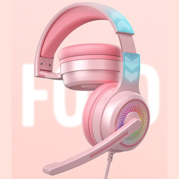 Y20 LED Bass Stereo PC Wired Gaming Headset with Microphone(Pink)