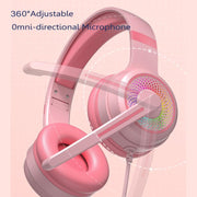 Y20 LED Bass Stereo PC Wired Gaming Headset with Microphone(Pink)