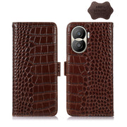 For Honor X40i Crocodile Top Layer Cowhide Leather Phone Case(Brown)