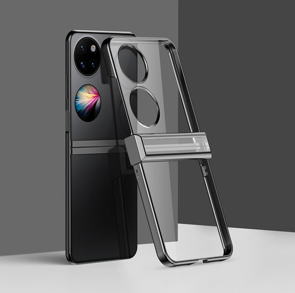 For Huawei P50 Pocket Electroplating PC Full Coverage Shockproof Phone Case(Black)