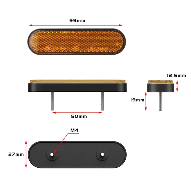 2 PCS 24LED Reflector Brake Light Turn Signal Light(White Shell Red Light)
