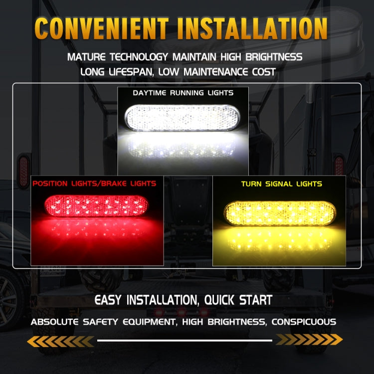 2 PCS 24LED Reflector Brake Light Turn Signal Light(White Shell Red Light)