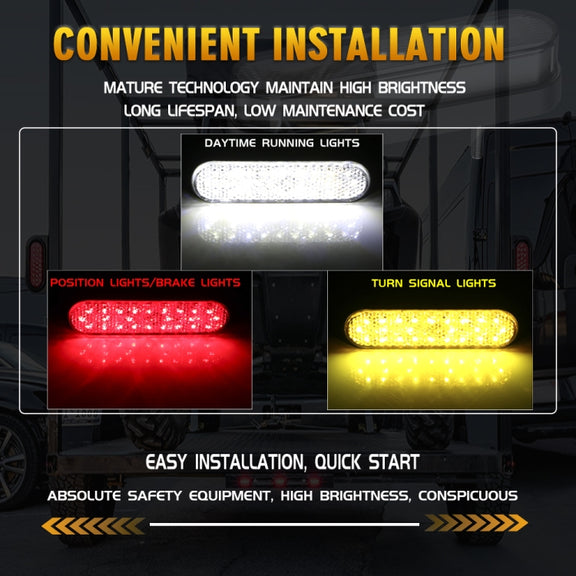 2 PCS 24LED Reflector Brake Light Turn Signal Light(Yellow Shell Yellow Light)