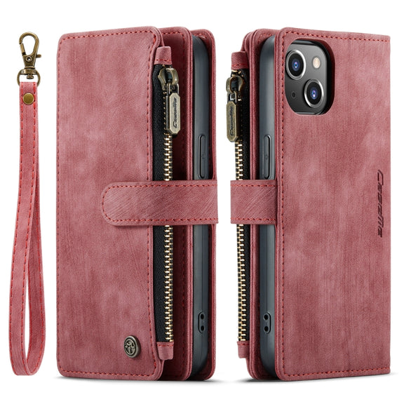 For iPhone 14 CaseMe C30 Multifunctional Phone Leather Case (Red)