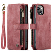 For iPhone 14 Plus CaseMe C30 Multifunctional Phone Leather Case (Red)