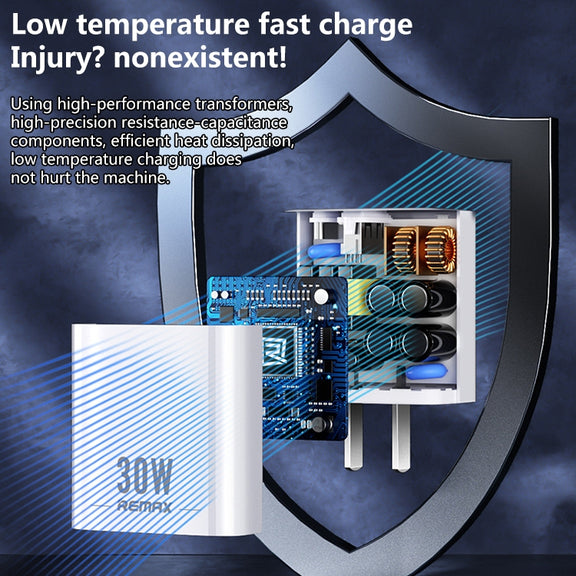 REMAX RP-U82 30W USB+USB-C/Type-C Dual Interface Fast Charger, Specification:UK Plug(White)