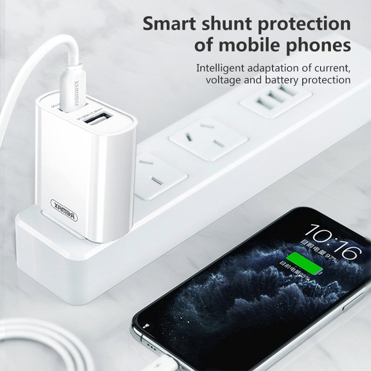 REMAX RP-U35 Jane Series 2.1A Dual USB Port Fast Charger Set, Cable:8 Pin(CN Plug)