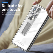 For Huawei Mate X2 Magnetic Hinges Plating Phone Case with Holder(Silver)