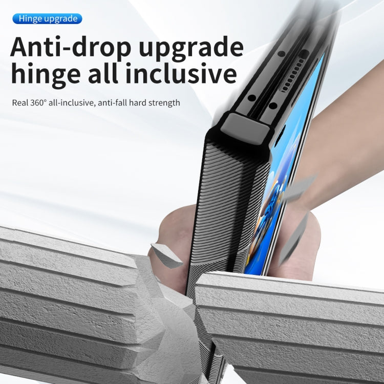 For Huawei Mate X2 Magnetic Hinges Plating Phone Case with Holder(Black)