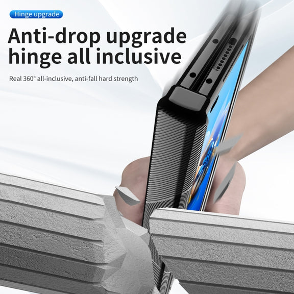 For Huawei Mate X2 Magnetic Hinges Plating Phone Case with Holder(Black)