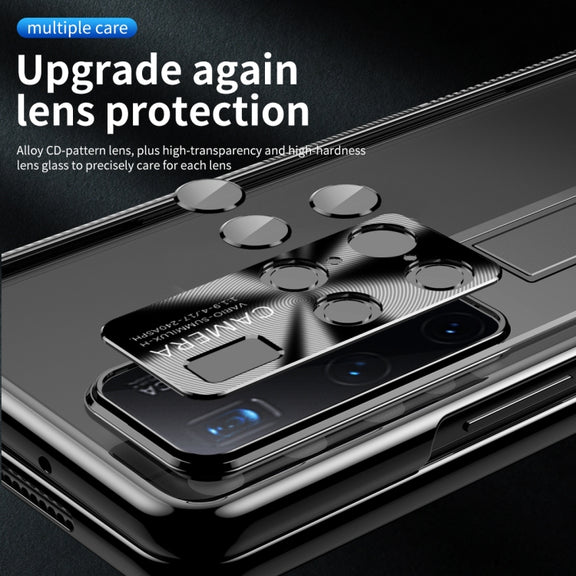 For Huawei Mate X2 Magnetic Hinges Plating Phone Case with Holder(Black)