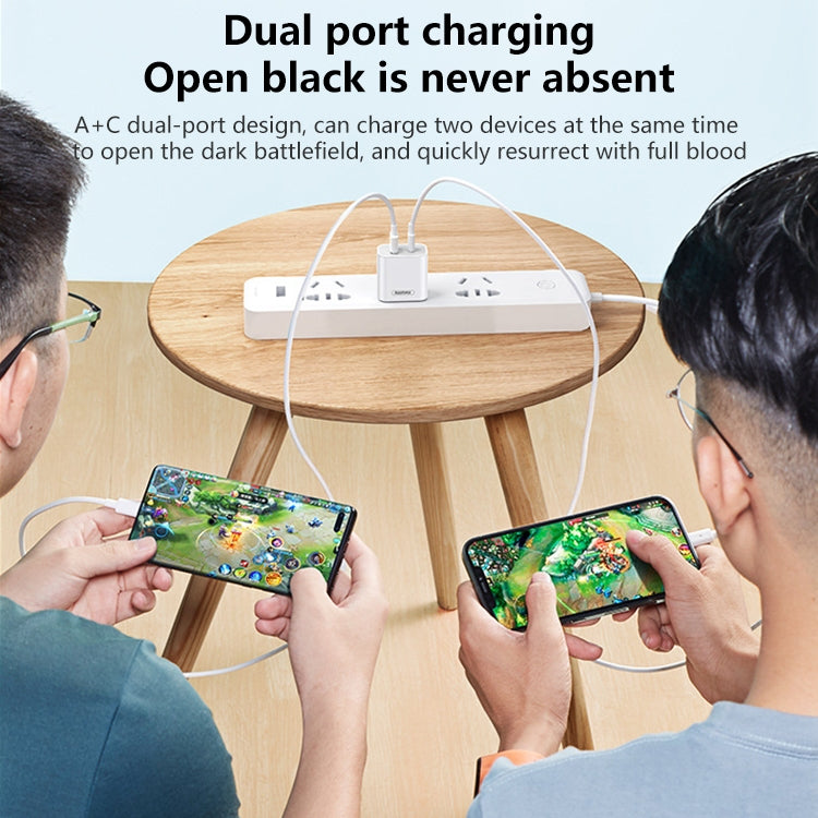 REMAX RP-U68 20W USB+USB-C/Type-C Dual Interface Fast Charger Set, Specification:CN Plug(White)