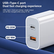 REMAX RP-U68 20W USB+USB-C/Type-C Dual Interface Fast Charger Set, Specification:EU Plug(White)
